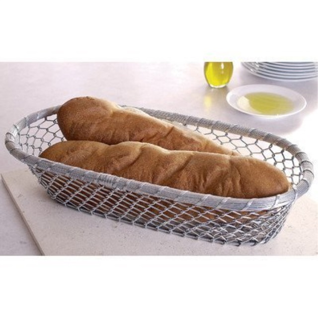 Silver 17" Chain-Link Metal Wire Decorative Centerpiece Storage Bread Basket Silver 17" Chain-Link Metal Wire Decorative Centerpiece Storage Bread Basket